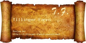 Tillinger Fanni névjegykártya